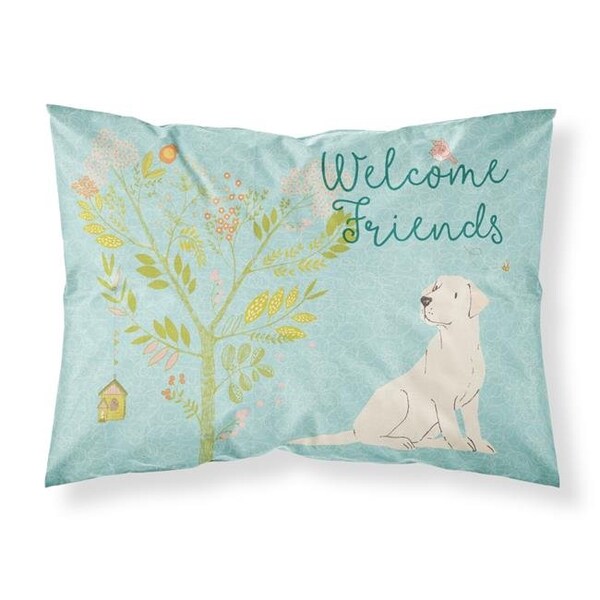 Carolines Treasures BB7596PILLOWCASE Welcome Friends Yellow Labrador Retriever Fabric Standard Pillowcase BB7596PILLOWCASE - main